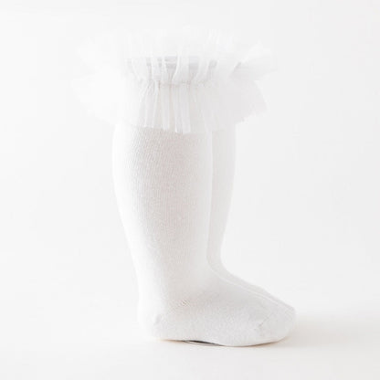 Puffy Mesh Lace Flower Kids Sock