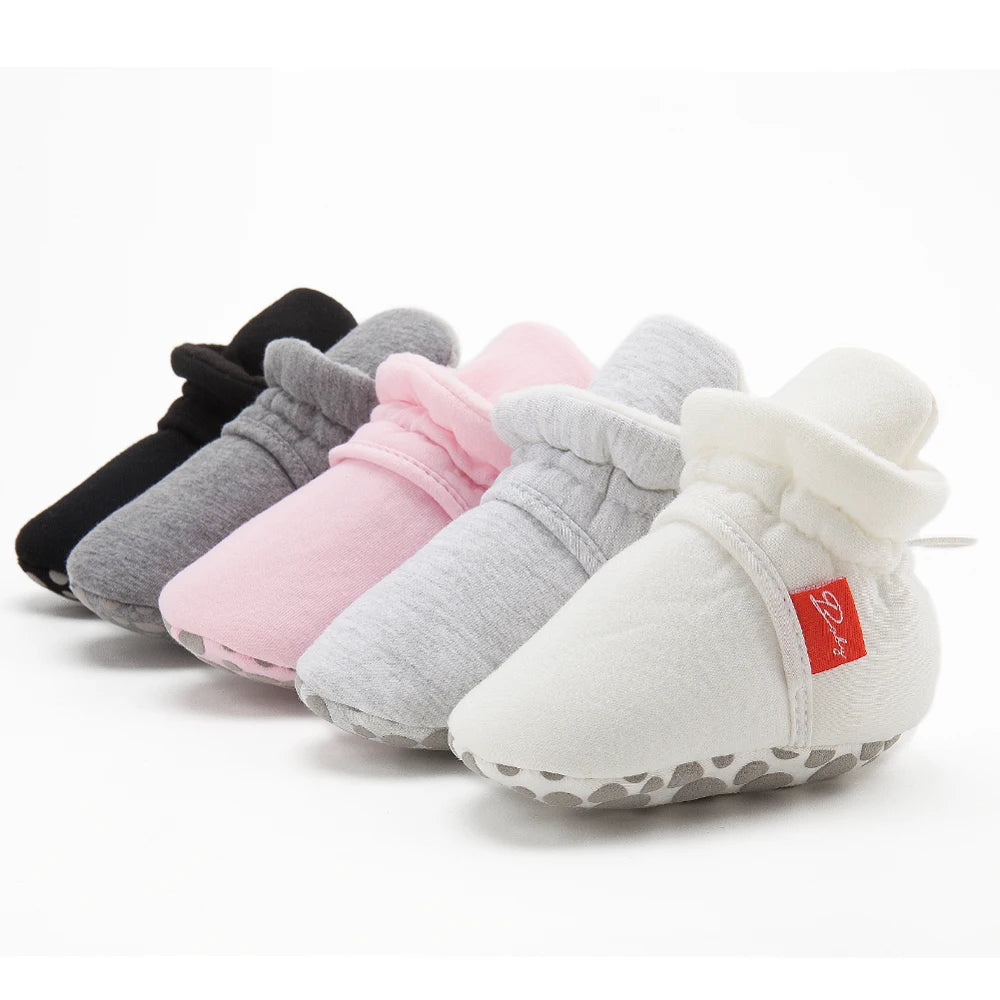 Baby Girls and Boys Cotton Sole Sock Shoes