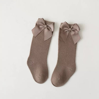 Cotton Knee High Bow Socks for Baby Girls