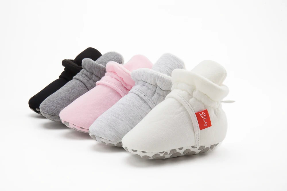 Baby Girls and Boys Cotton Sole Sock Shoes