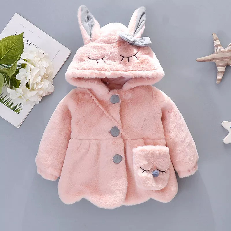 Cute Rabbit Ears Baby Jacket - Warm Hooded Outerwear
