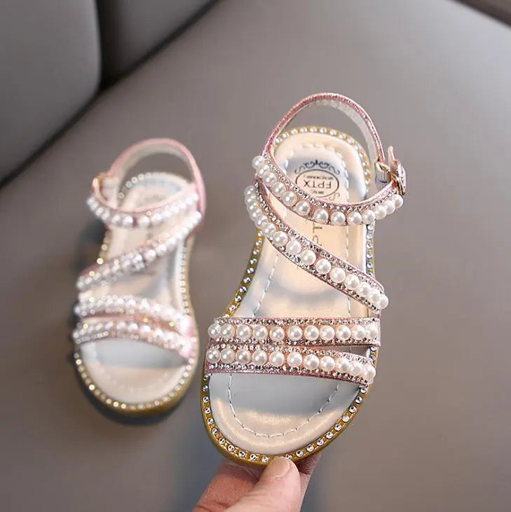 Bling Rhinestone Princess Sandals: Fashionable Summer Shoes for Little