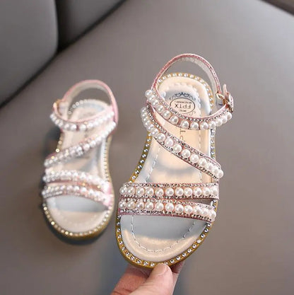 Bling Rhinestone Princess Sandals: Fashionable Summer Shoes for Little