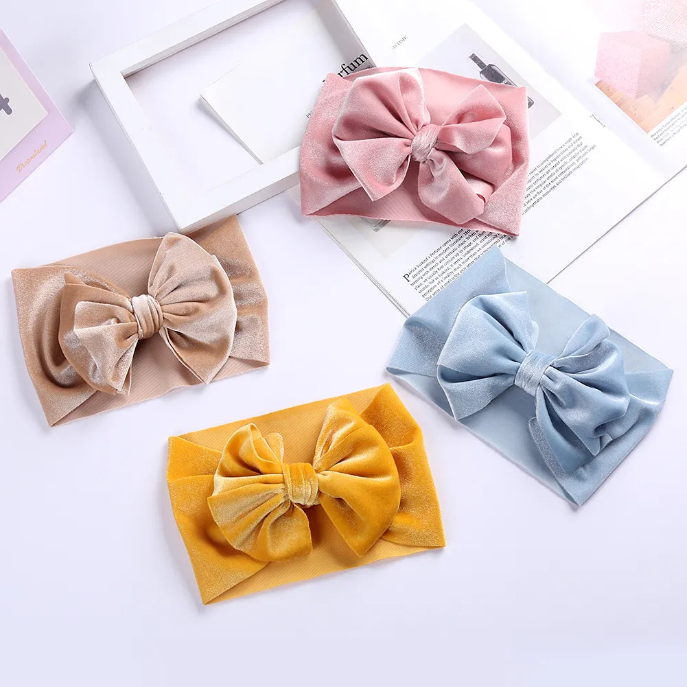 Solid Velvet Baby Bow Headband - Winter Hair Accessory