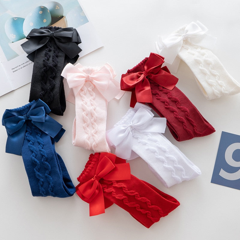 Socks of Cotton  With Big Bow Soft For Girls