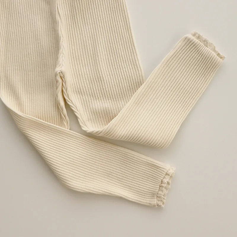Baby Knitted Candy Color Pants - Toddler Girls Ribbed Leggings