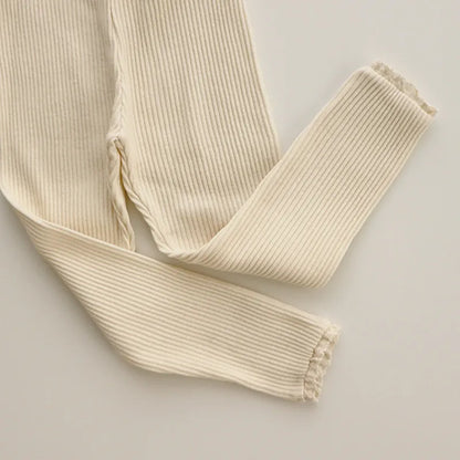 Baby Knitted Candy Color Pants - Toddler Girls Ribbed Leggings
