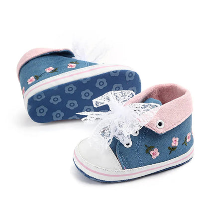White Lace Floral Baby Girl Shoes