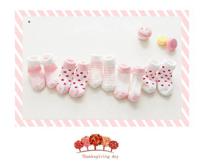 5 Pairs Thicken Cartoon Comfort Cotton Newborn Socks