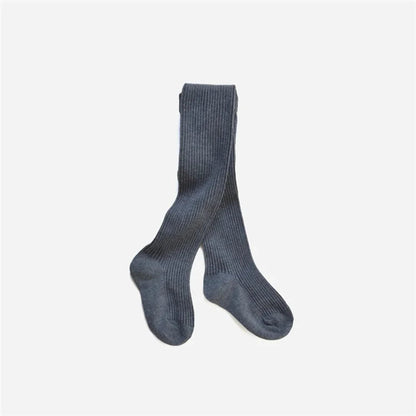 Solid Cotton Knitted Girls' Tights - Cozy Leggings for Kids