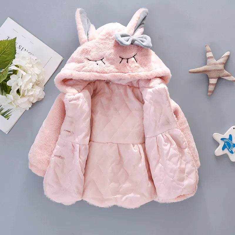 Cute Rabbit Ears Baby Jacket - Warm Hooded Outerwear