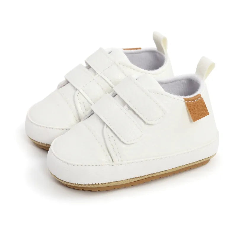 Rubber Sole Baby Sneakers - Solid Color Non-Slip Shoes