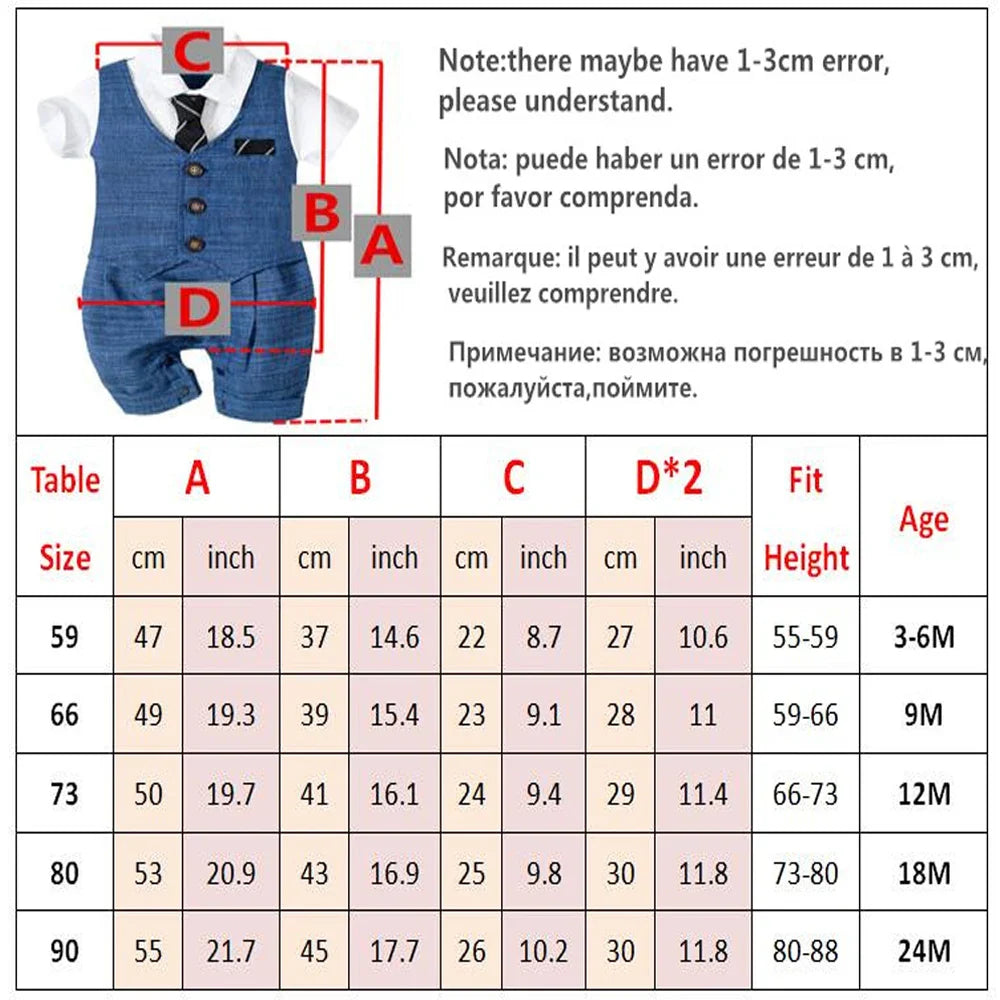 Baby Boy Cotton Romper with Gentleman Tie