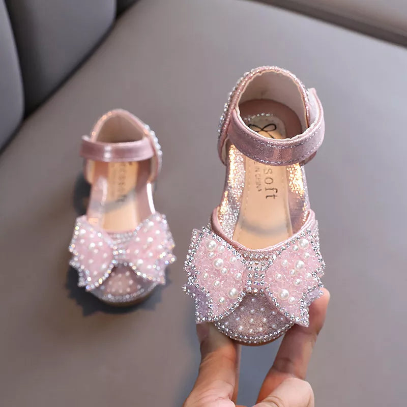 Summer Princess Sandals: Sequin Bow Rhinestone Flat Girls' Shoes