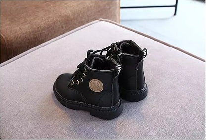 Autumn/Winter Kids' Plush Leather Boots (Size 21-30)