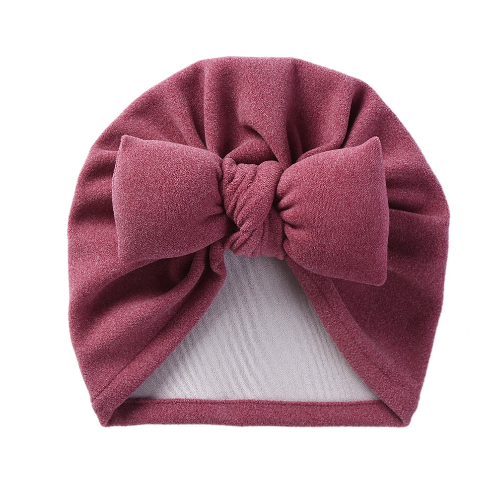 Cashmere Baby Hat: Warm Bow Topknot Bonnet