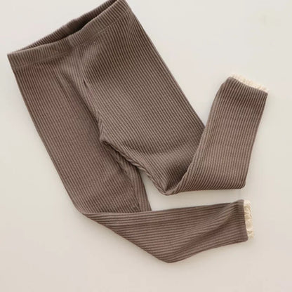 Baby Knitted Candy Color Pants - Toddler Girls Ribbed Leggings