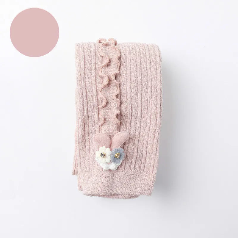 Cozy Ribbed Cotton Tights for Baby Girls - Stylish Warmth in Every Color