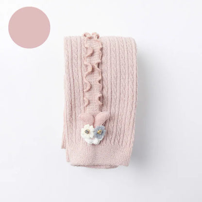 Cozy Ribbed Cotton Tights for Baby Girls - Stylish Warmth in Every Color