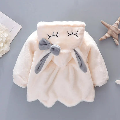 Cute Rabbit Ears Baby Jacket - Warm Hooded Outerwear