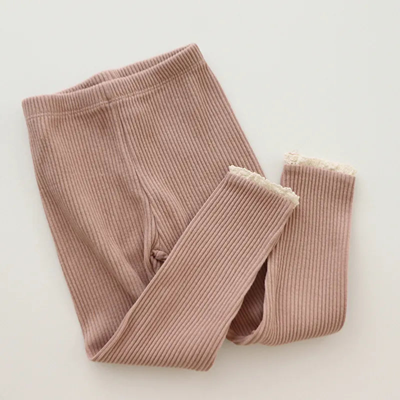 Baby Knitted Candy Color Pants - Toddler Girls Ribbed Leggings