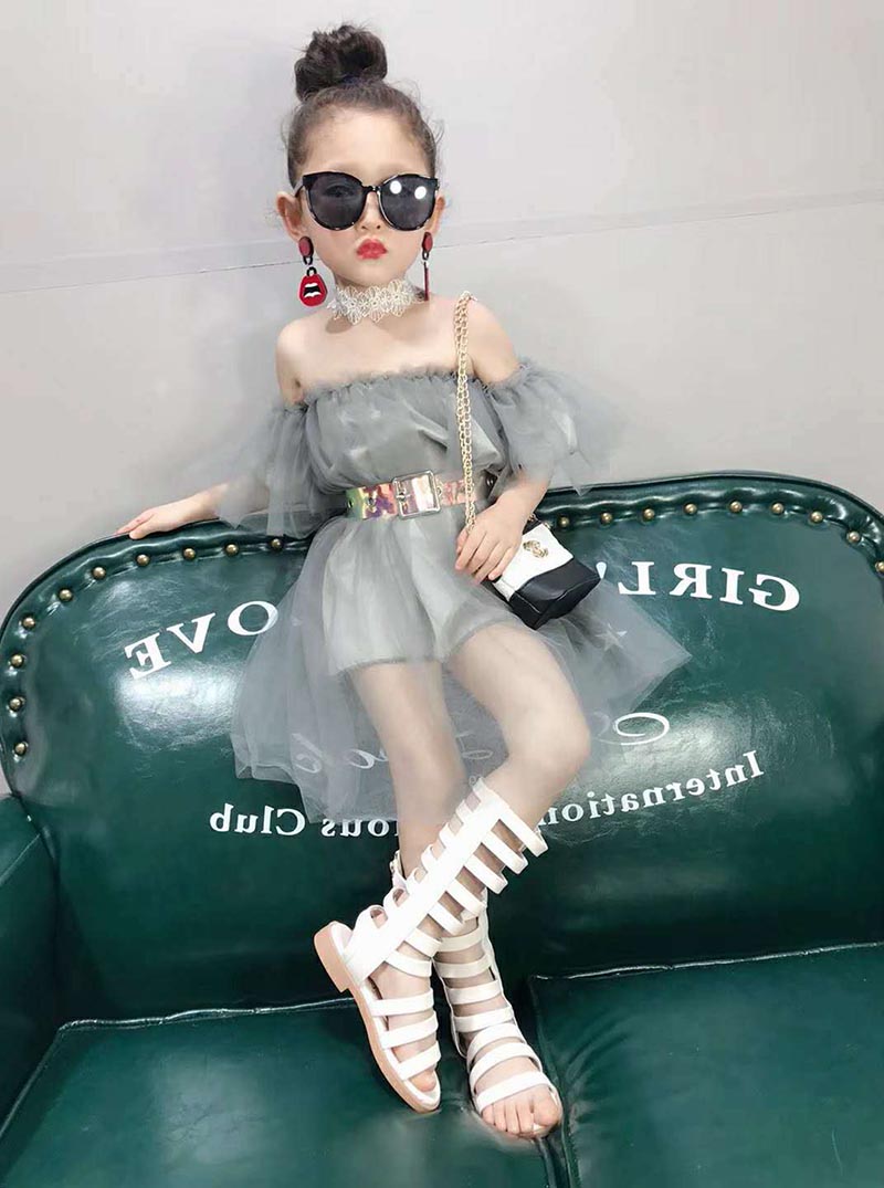 Girls Fashion Mesh Top Dress