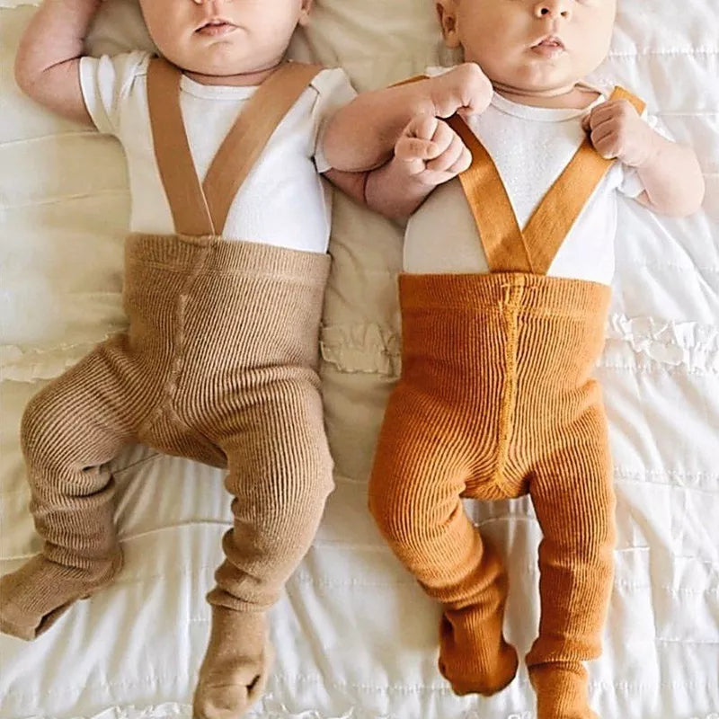 Baby Cotton Suspender Pantyhose - Cute Solid Color Overall Leggings