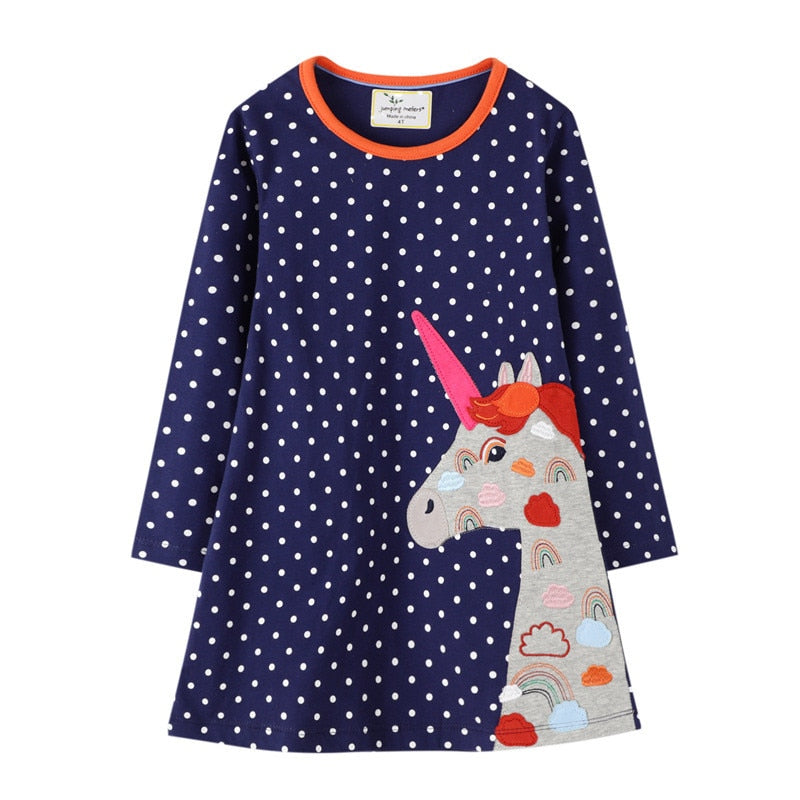 Cute Embroidery Design Patch Long Sleeve Top Dress