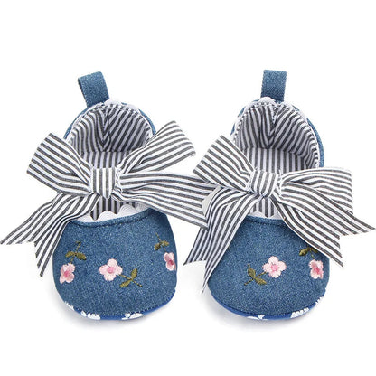 Floral Embroidered Baby Girl Soft Shoes