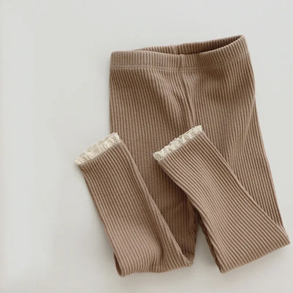 Baby Knitted Candy Color Pants - Toddler Girls Ribbed Leggings