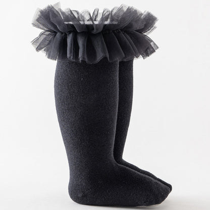 Puffy Mesh Lace Flower Kids Sock