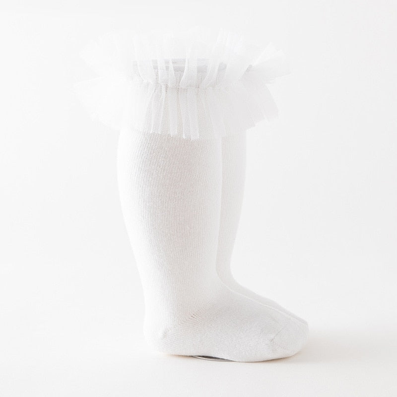 Puffy Mesh Lace Flower Kids Sock
