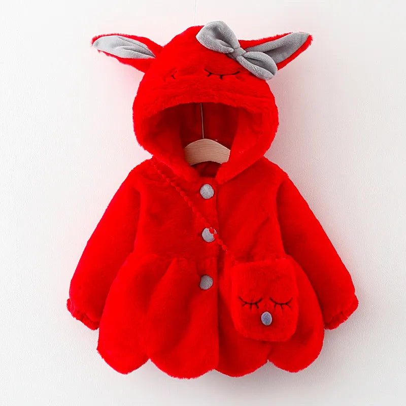 Cute Rabbit Ears Baby Jacket - Warm Hooded Outerwear