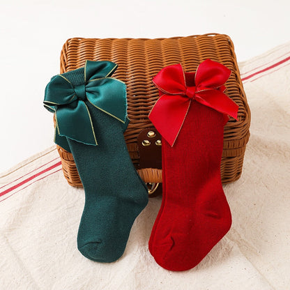 Big Bow Has Knee High Long Socks For Girls