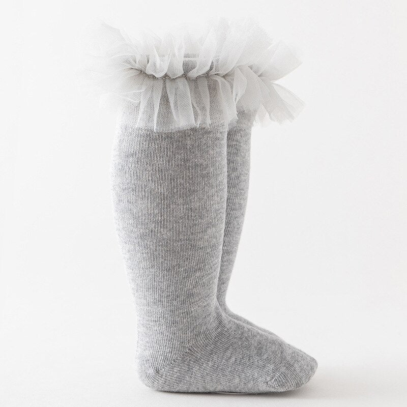 Puffy Mesh Lace Flower Kids Sock