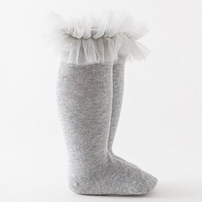 Puffy Mesh Lace Flower Kids Sock