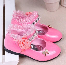 Cute Bowknot Rhinestone Flower Shoes (3-11 Years)