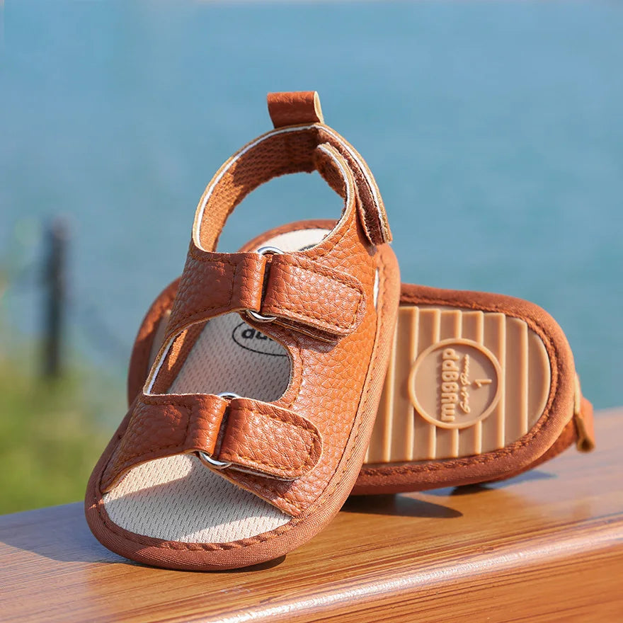 New Baby Sandals: PU Soft Sole Anti-Slip Infant First Walker Crib Shoes