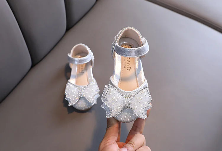 Summer Princess Sandals: Sequin Bow Rhinestone Flat Girls' Shoes