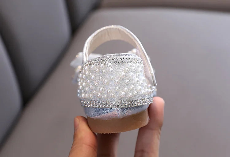 Summer Princess Sandals: Sequin Bow Rhinestone Flat Girls' Shoes