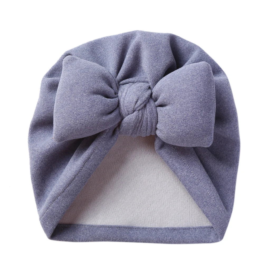Cashmere Baby Hat: Warm Bow Topknot Bonnet
