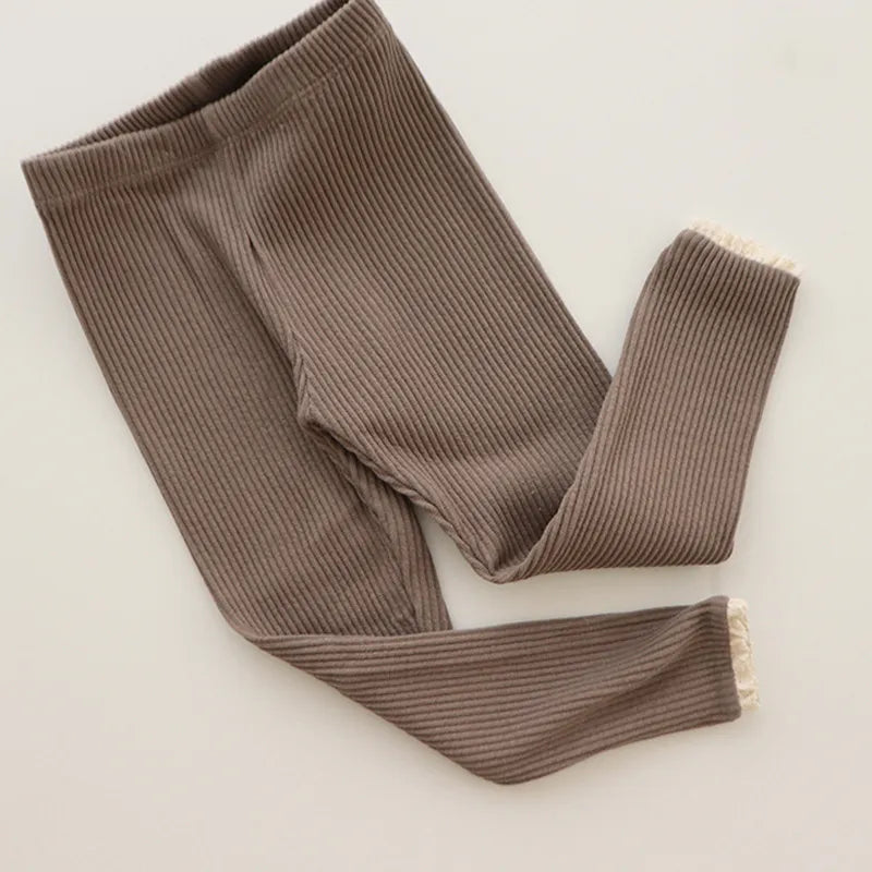 Baby Knitted Candy Color Pants - Toddler Girls Ribbed Leggings