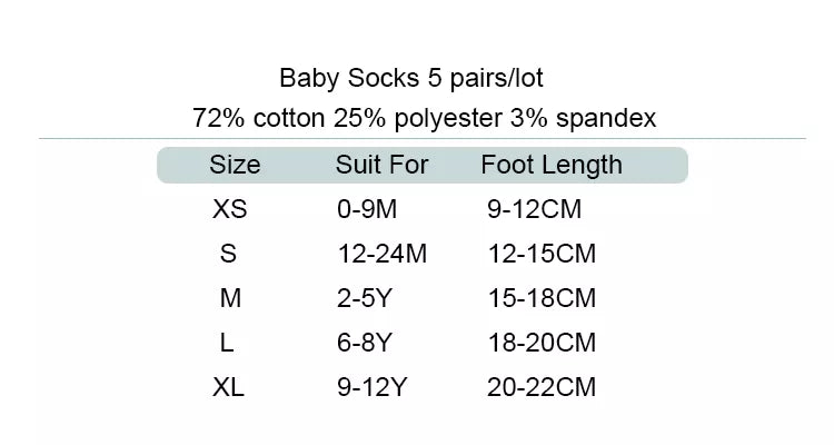 5 Pairs Infant Baby Socks (Newborn-2Y) - Cotton Mesh, Cute & Comfy