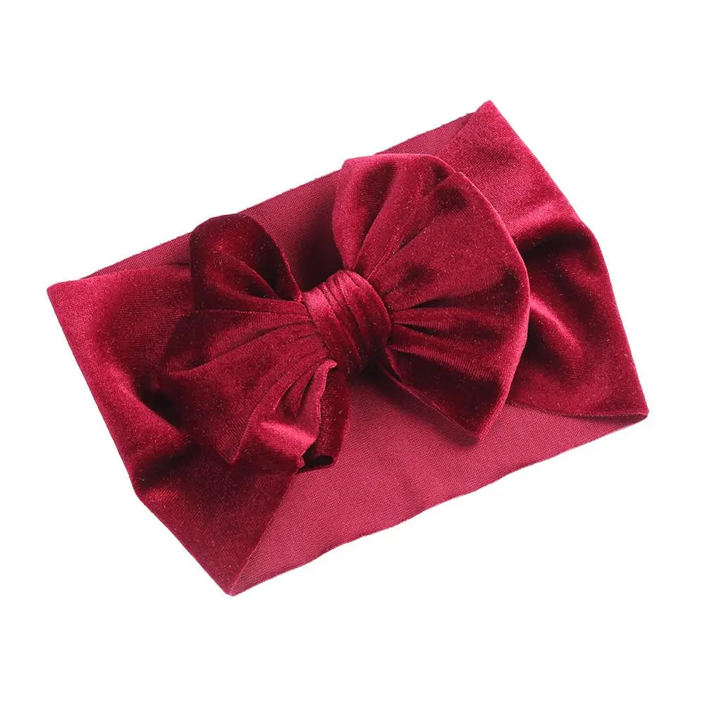 Solid Velvet Baby Bow Headband - Winter Hair Accessory