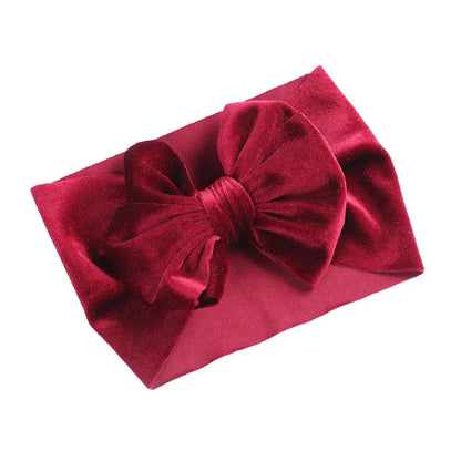 Solid Velvet Baby Bow Headband - Winter Hair Accessory
