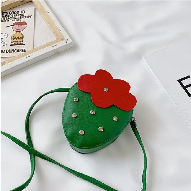 Cute Strawberry Rivet Kids Messenger Bag