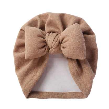 Cashmere Baby Hat: Warm Bow Topknot Bonnet