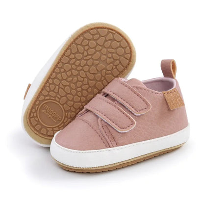 Rubber Sole Baby Sneakers - Solid Color Non-Slip Shoes