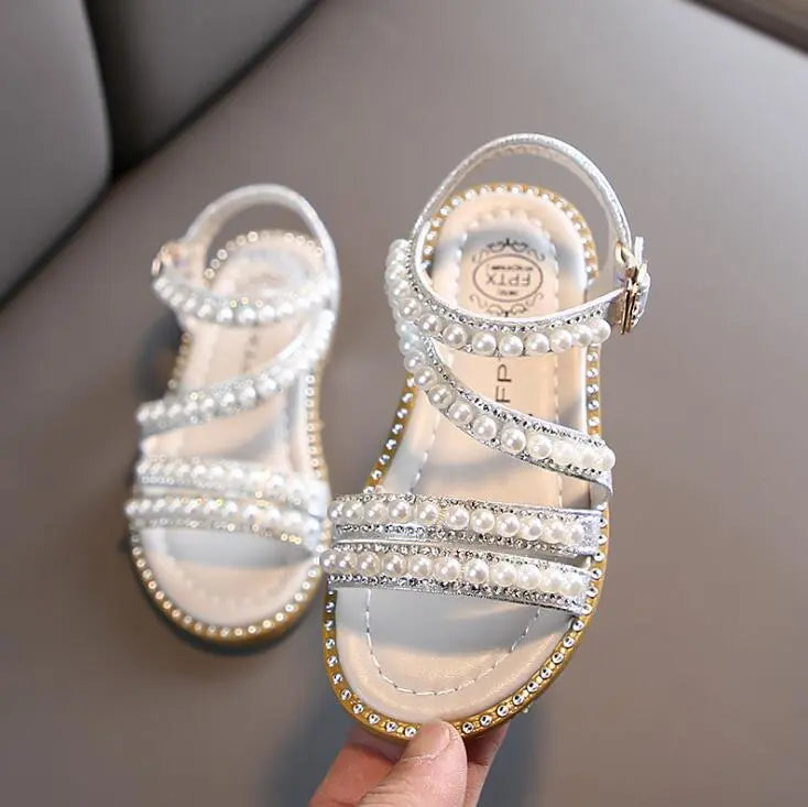 Bling Rhinestone Princess Sandals: Fashionable Summer Shoes for Little