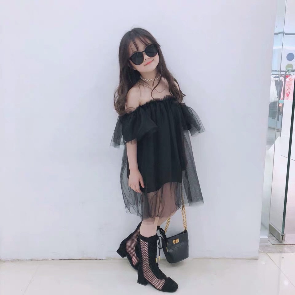 Girls Fashion Mesh Top Dress